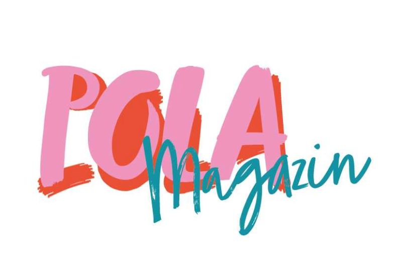 Logo des Pola Elternmagazins in den Farben pink und petrol.